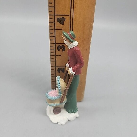 Vtg Santas Workshop Woman Baby Stroller Miniature Figure Resin Victorian - Picture 3 of 3